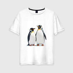 Женская футболка оверсайз Друзья-пингвины