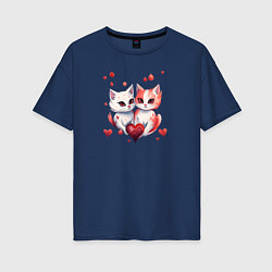 Женская футболка оверсайз Пара котов влюбленных