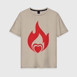 Женская футболка оверсайз Сердце в огне
