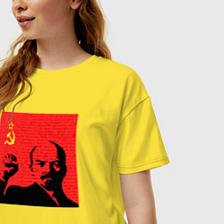 Футболка оверсайз женская Lenin in red, цвет: желтый — фото 2