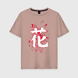 Женская футболка оверсайз Цветок японский иероглиф