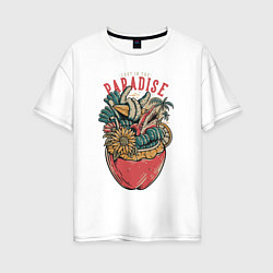 Женская футболка оверсайз Акула пальмы коктейль