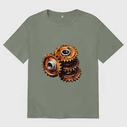 Футболка оверсайз женская Ржавые шестеренки, цвет: авокадо