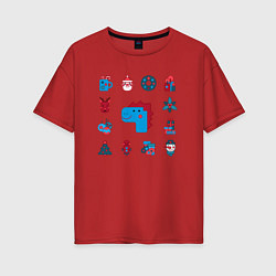 Женская футболка оверсайз Китайский дракон и новогодние символы