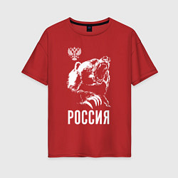 Футболка оверсайз женская Русский медведь, цвет: красный