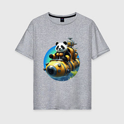 Женская футболка оверсайз Панда-подводник
