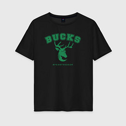 Футболка оверсайз женская Bucks fear the deer, цвет: черный