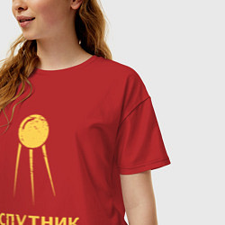 Футболка оверсайз женская СССР спутник, цвет: красный — фото 2