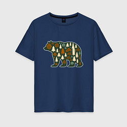 Женская футболка оверсайз Медведь и тайга