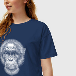 Футболка оверсайз женская Обезьяна морда, цвет: тёмно-синий — фото 2