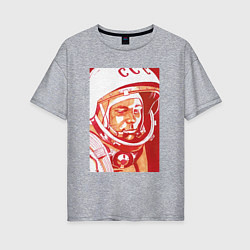 Футболка оверсайз женская Gagarin in red, цвет: меланж