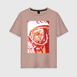 Футболка оверсайз женская Gagarin in red, цвет: пыльно-розовый