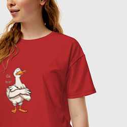 Футболка оверсайз женская Важный гусь, цвет: красный — фото 2