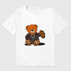 Футболка оверсайз женская Медведь Кащей с шапкой-ушанкой, цвет: белый