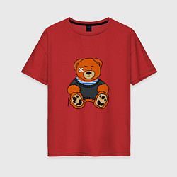 Женская футболка оверсайз Медведь Вова с пластырем