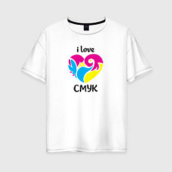 Футболка оверсайз женская I love cmyk, цвет: белый