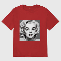 Футболка оверсайз женская Портрет Мэрилин, цвет: красный