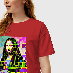 Футболка оверсайз женская Mona Lisa - mosaic pop art, цвет: красный — фото 2