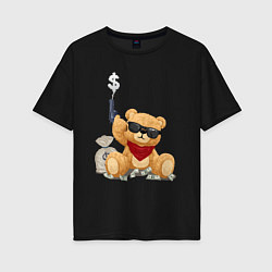 Женская футболка оверсайз Плюшевый медвежонок гангстер