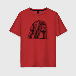 Женская футболка оверсайз Медведь серьезный