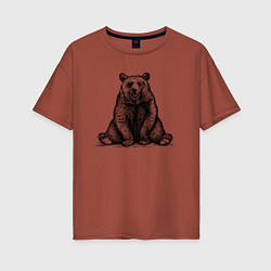 Женская футболка оверсайз Медведь веселый