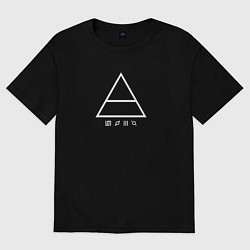 Футболка оверсайз женская 30 Seconds to mars логотип треугольник, цвет: черный
