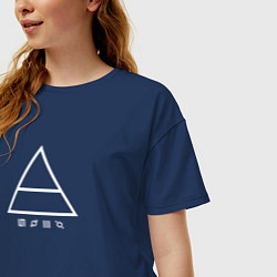 Футболка оверсайз женская 30 Seconds to mars логотип треугольник, цвет: тёмно-синий — фото 2