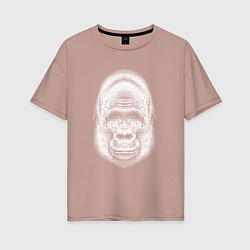 Женская футболка оверсайз Морда веселой гориллы