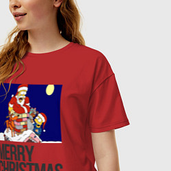 Футболка оверсайз женская Merry Christmas Simpsons, цвет: красный — фото 2
