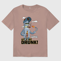 Футболка оверсайз женская К черту работу - давайте выпьем, цвет: пыльно-розовый