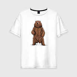 Женская футболка оверсайз Медведь бурый