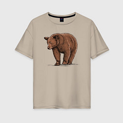 Женская футболка оверсайз Бурый медведь гуляет