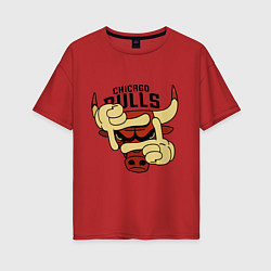 Футболка оверсайз женская Bulls logo with hands, цвет: красный