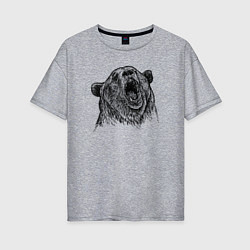 Женская футболка оверсайз Медведь ревет