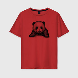 Футболка оверсайз женская Панда детеныш, цвет: красный