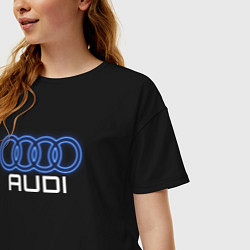 Футболка оверсайз женская Audi neon art, цвет: черный — фото 2