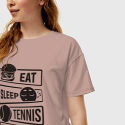 Футболка оверсайз женская Есть спать теннис, цвет: пыльно-розовый — фото 2