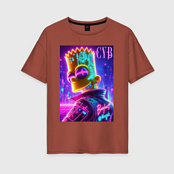 Женская футболка оверсайз Cyber Bart - neon glow