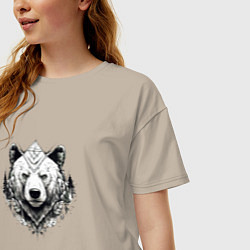 Футболка оверсайз женская Геометрический медведь, цвет: миндальный — фото 2