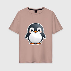 Женская футболка оверсайз Пингвин цыпленок