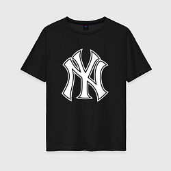 Футболка оверсайз женская New York yankees - baseball logo, цвет: черный