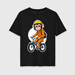 Женская футболка оверсайз Обезьяна на велосипеде