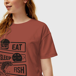 Футболка оверсайз женская Есть спать рыбалка, цвет: кирпичный — фото 2