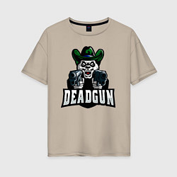 Женская футболка оверсайз Панда с двумя пистолетами