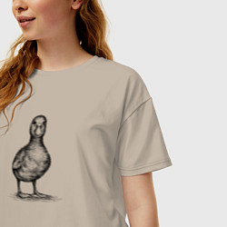 Футболка оверсайз женская Утенок пушистый, цвет: миндальный — фото 2