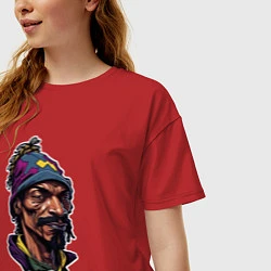 Футболка оверсайз женская Snoop dogg head, цвет: красный — фото 2