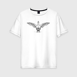Женская футболка оверсайз Утка машет крыльями