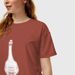 Футболка оверсайз женская Гусь белый, цвет: кирпичный — фото 2
