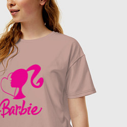 Футболка оверсайз женская Barbie heart, цвет: пыльно-розовый — фото 2