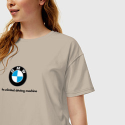 Футболка оверсайз женская BMW the unlimited driving machine, цвет: миндальный — фото 2